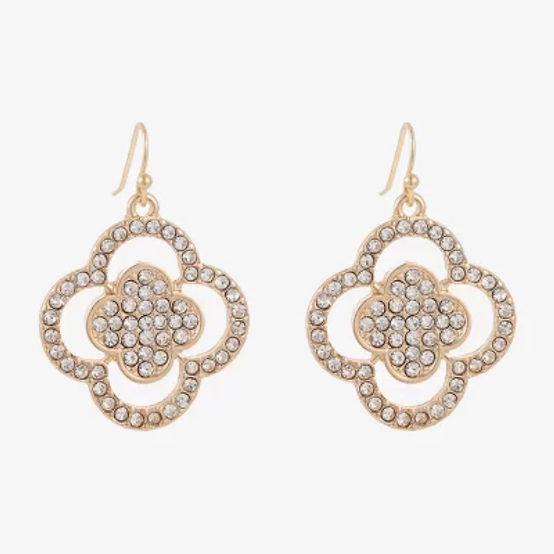 Bold Elements Womens Simulated Glass Clover Drop Earrings