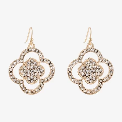 Bold Elements Womens Simulated Glass Clover Drop Earrings