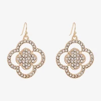 Bold Elements Womens Simulated Glass Clover Drop Earrings