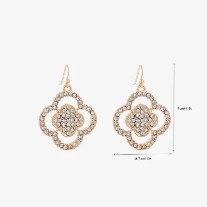 Bold Elements Womens Simulated Glass Clover Drop Earrings