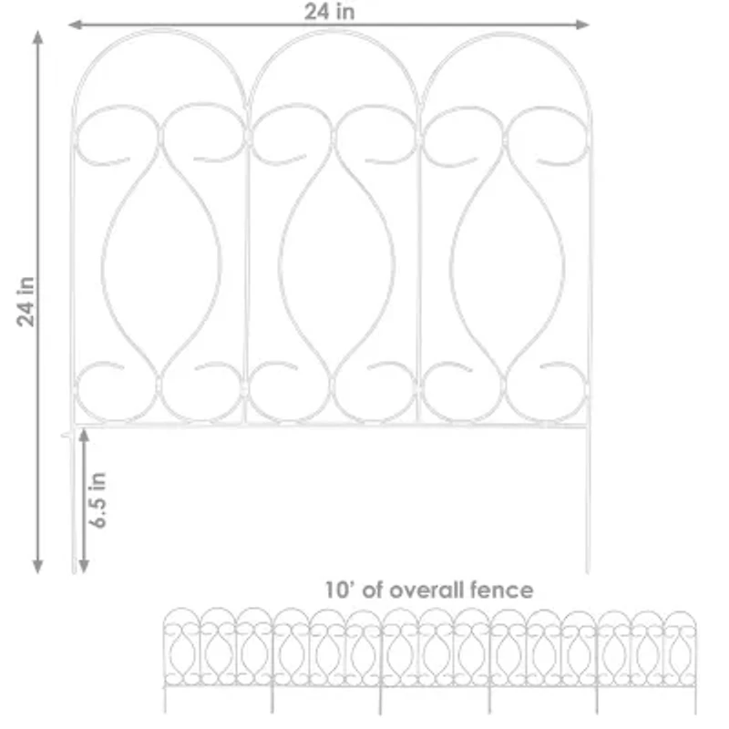 Net Health Shops Border Fence Panels 5-Piece Metal Yard Stake