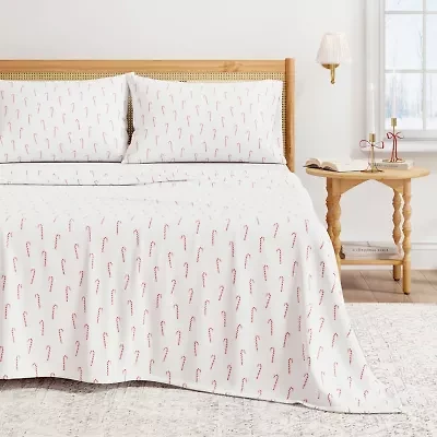 Linery Cotton Holiday Print Flannel Wrinkle Resistant Sheet Set