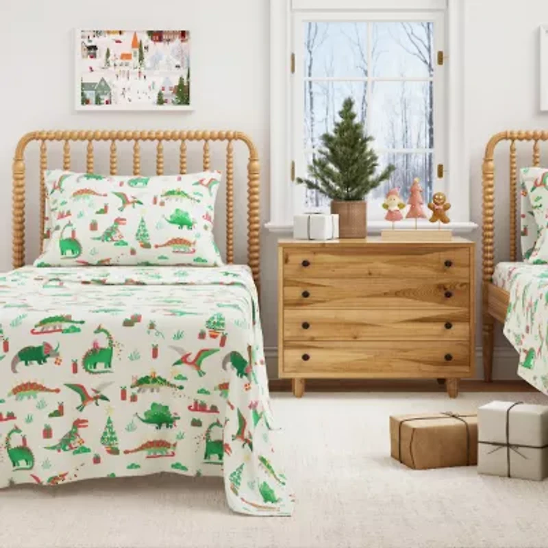 Linery Holiday Print Flannel Sheet Set