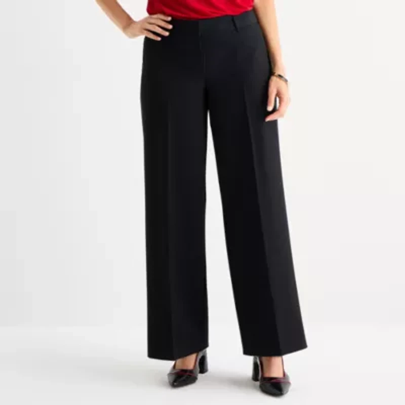 Liz Claiborne Audra Tailored Womens Tall Wide Leg Mid Rise Trouser