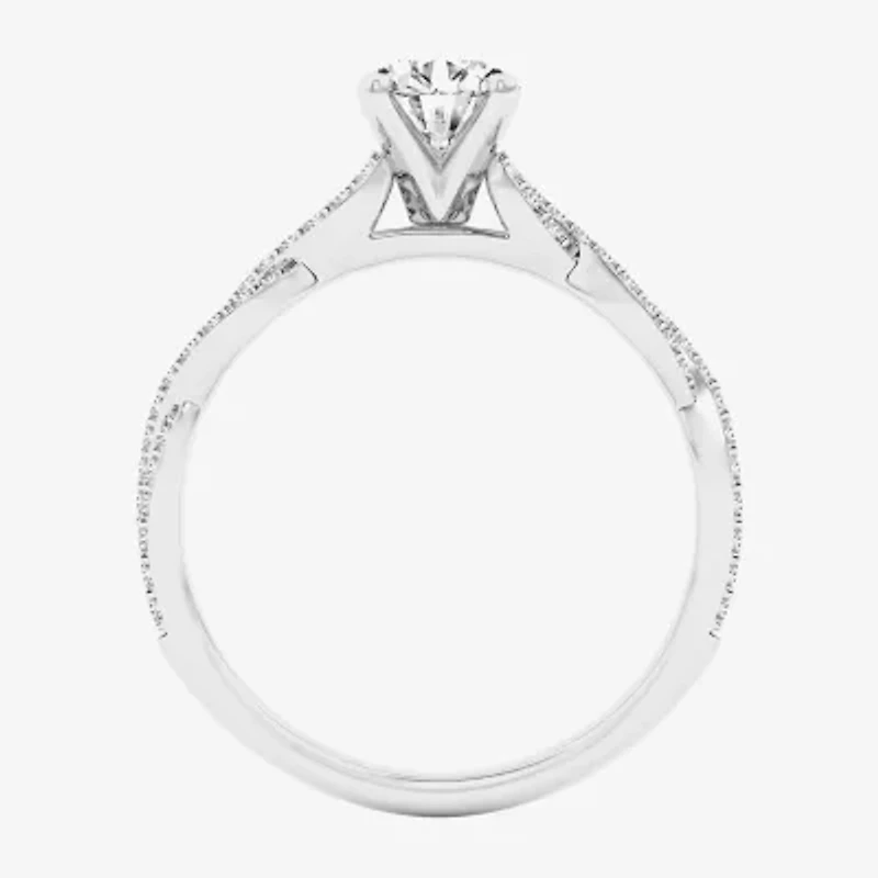 (G / Si1-Si2) Womens 1 CT. T.W. Lab Grown White Diamond 10K Gold Side Stone Engagement Ring