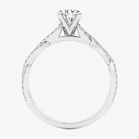 (G / Si1-Si2) Womens 1 CT. T.W. Lab Grown White Diamond 10K Gold Side Stone Engagement Ring