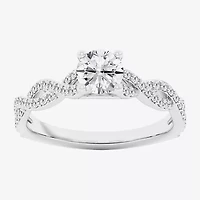 (G / Si1-Si2) Womens 1 CT. T.W. Lab Grown White Diamond 10K Gold Side Stone Engagement Ring