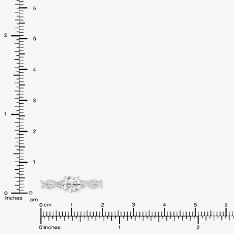 (G / Si1-Si2) Womens 1 CT. T.W. Lab Grown White Diamond 10K Gold Side Stone Engagement Ring