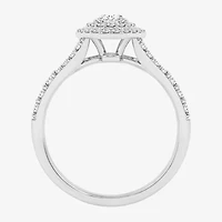 (G / Si1-Si2) Womens 1 CT. T.W. Lab Grown White Diamond 10K Gold Oval Side Stone Halo Engagement Ring