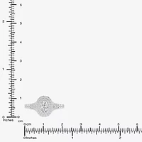 (G / Si1-Si2) Womens 1 CT. T.W. Lab Grown White Diamond 10K Gold Oval Side Stone Halo Engagement Ring