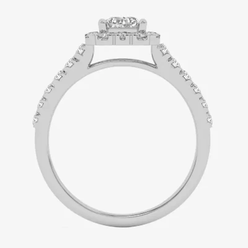 G / Si1-Si2) Womens 1 CT. T.W. Lab Grown White Diamond 10K Gold Side Stone Engagement Ring