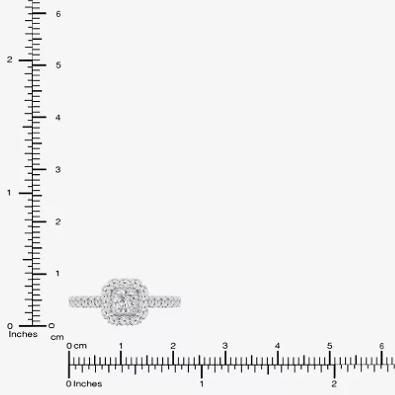 G / Si1-Si2) Womens 1 CT. T.W. Lab Grown White Diamond 10K Gold Side Stone Engagement Ring