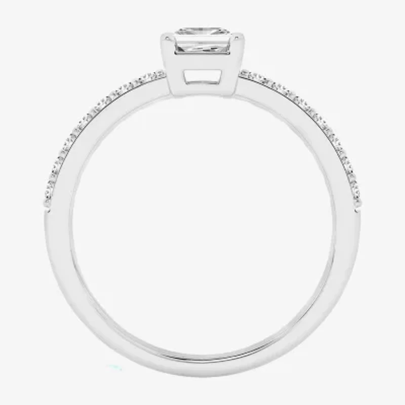 (G / Si1-Si2) Womens 1 CT. T.W. Lab Grown White Diamond 10K Gold Side Stone Engagement Ring