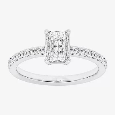 (G / Si1-Si2) Womens 1 CT. T.W. Lab Grown White Diamond 10K Gold Side Stone Engagement Ring