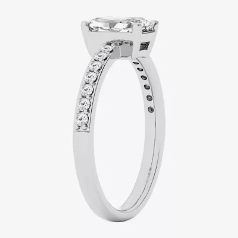 (G / Si1-Si2) Womens 1 CT. T.W. Lab Grown White Diamond 10K Gold Side Stone Engagement Ring
