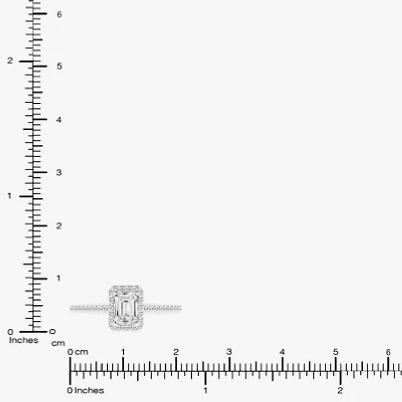 (G / Si1-Si2) Womens 1 CT. T.W. Lab Grown White Diamond 10K Gold Side Stone Halo Engagement Ring