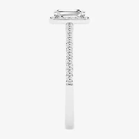 (G / Si1-Si2) Womens 1 CT. T.W. Lab Grown White Diamond 10K Gold Side Stone Halo Engagement Ring