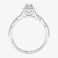 (G / Si1-Si2) Womens 1 CT. T.W. Lab Grown White Diamond 10K Gold Side Stone Halo Engagement Ring