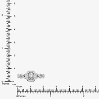 (G / Si1-Si2) Womens 1 CT. T.W. Lab Grown White Diamond 10K Gold Side Stone Halo Engagement Ring