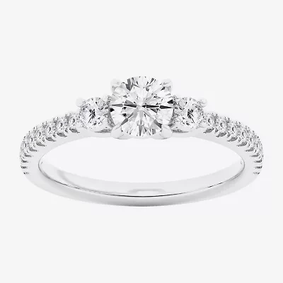 Love Lives Forever (G / Si1-Si2) Womens 1 CT. T.W. Lab Grown White Diamond 10K Gold Side Stone 3-Stone Engagement Ring