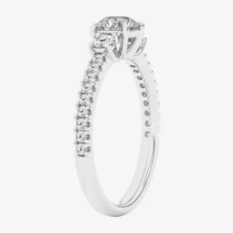 Love Lives Forever (G / Si1-Si2) Womens 1 CT. T.W. Lab Grown White Diamond 10K Gold Side Stone 3-Stone Engagement Ring