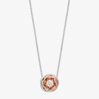 Enchanted Disney Fine Jewelry (I,I2) Womens 3/8 CT. T.W. Lab Grown White Diamond Flower 2-pc. Pendant Necklace Set