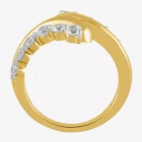 (I / I2) Womens 2 CT.T.W. Lab Grown White Diamond Sterling Silver Round Cluster Crossover Cocktail Ring