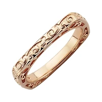 Personally Stackable Square Patterned Ring 18K Rose Gold Over Sterling Silver
