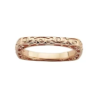 Personally Stackable Square Patterned Ring 18K Rose Gold Over Sterling Silver