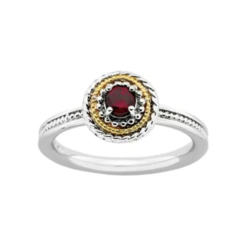 Personally Stackable Two-Tone Garnet Ring