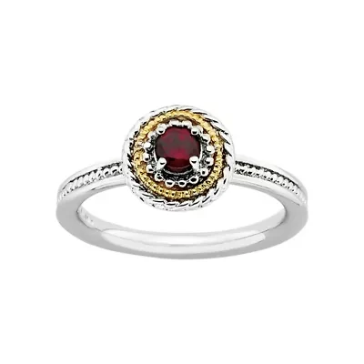 Personally Stackable Two-Tone Garnet Ring