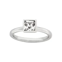 Personally Stackable Sterling Silver April Birthstone Crystal Ring
