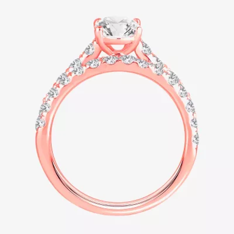 Signature By Modern Bride (H-I / Si1-Si2) Womens 2 CT. T.W. Lab Grown White Diamond 14K Rose Gold Oval Bridal Set
