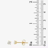 Cubic Zirconia 14K Gold 3mm Round Stud Earrings