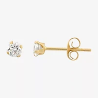 Cubic Zirconia 14K Gold 3mm Round Stud Earrings