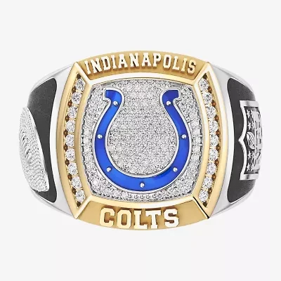True Fans Fine Jewelry Indianapolis Colts Mens 1/2 CT. Natural White Diamond 10K Two Tone Gold Fashion Ring
