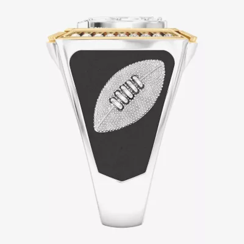 True Fans Fine Jewelry Indianapolis Colts Mens 1/2 CT. Natural White Diamond 10K Two Tone Gold Fashion Ring
