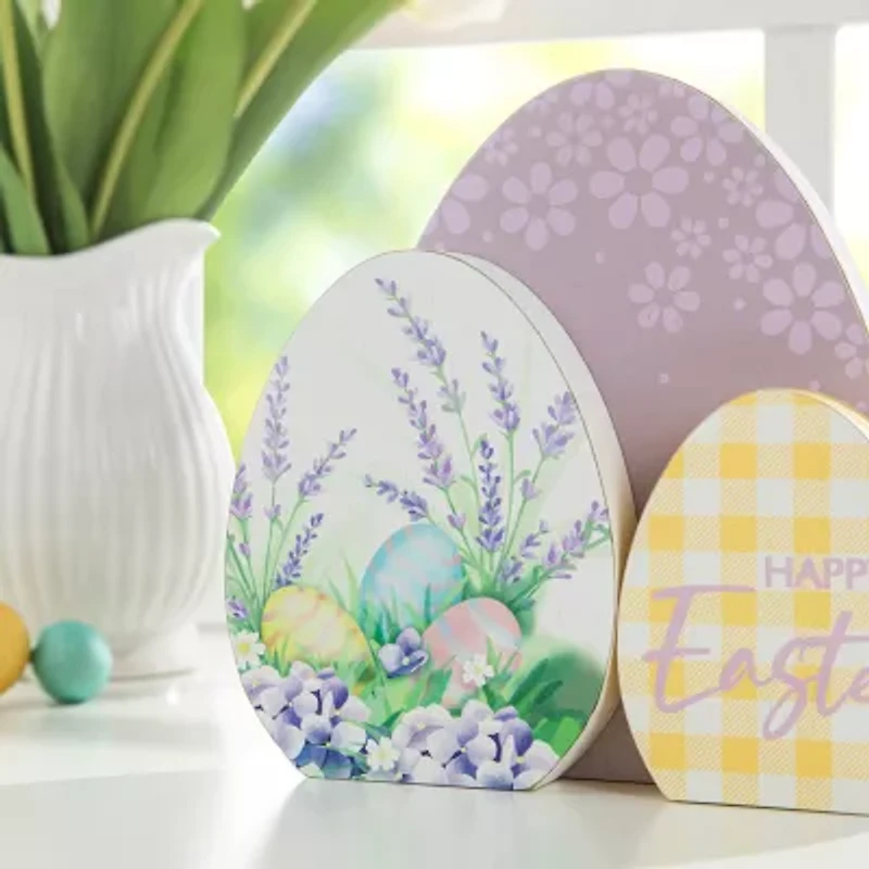 Glitzhome Wooden Eggs Easter Tabletop Decor