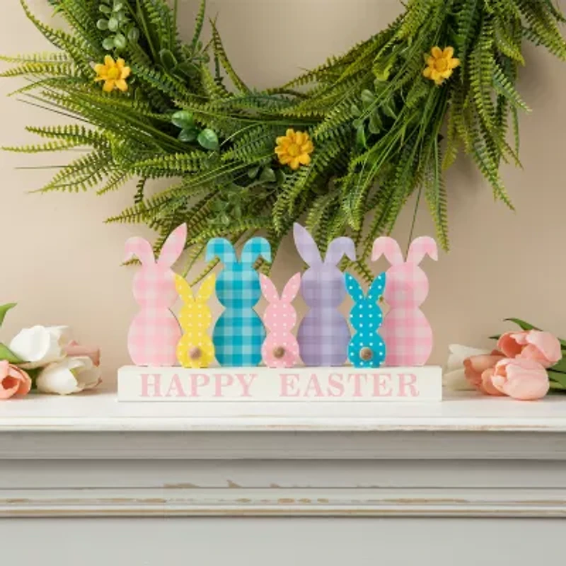 Glitzhome Wooden Bunny Family Easter Tabletop Decor