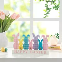Glitzhome Wooden Bunny Family Easter Tabletop Decor