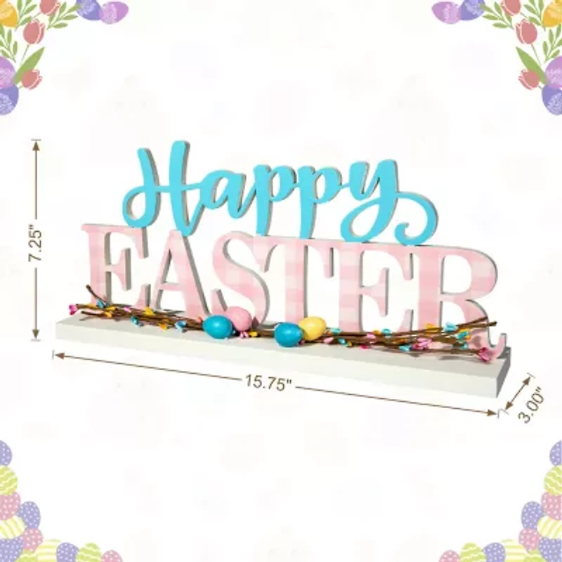 Glitzhome Wooden Happy Easter Tabletop Decor
