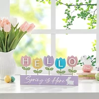 Glitzhome Wooden/Metal Tulips Easter Tabletop Decor