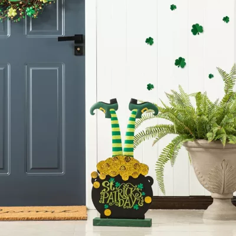 Glitzhome Pot Of Gold  Decor St. Patricks Day Porch Sign