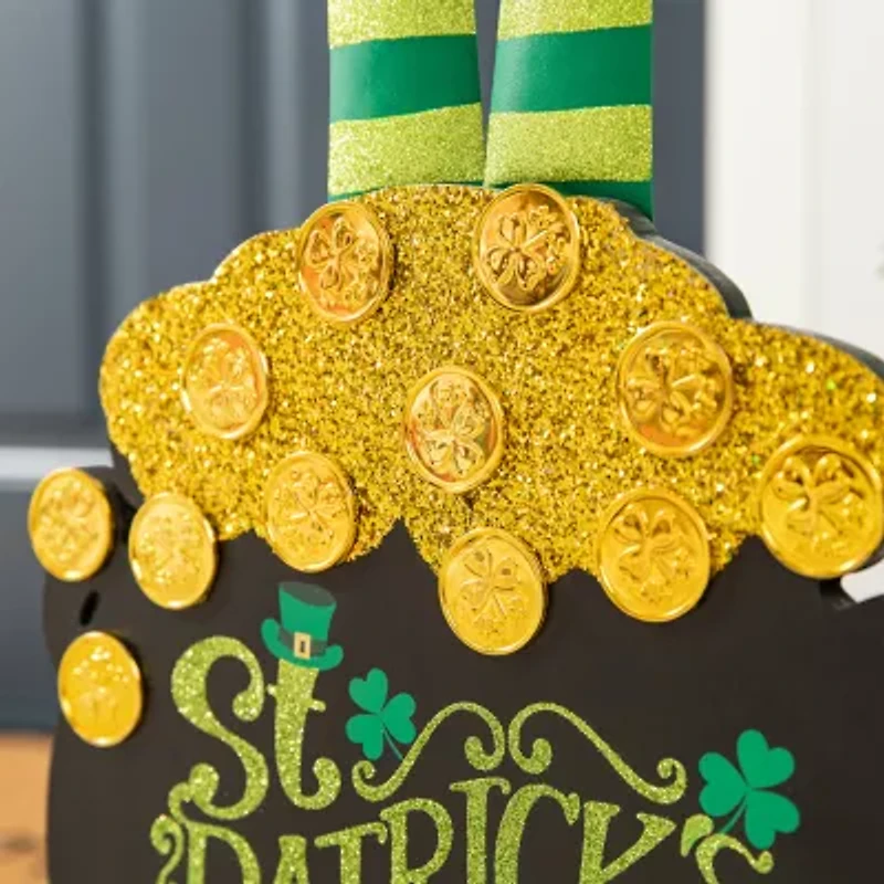Glitzhome Pot Of Gold  Decor St. Patricks Day Porch Sign
