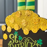 Glitzhome Pot Of Gold  Decor St. Patricks Day Porch Sign