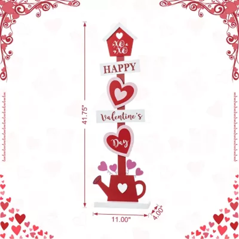 Glitzhome Wooden Heart  Decor Valentines Day Porch Sign