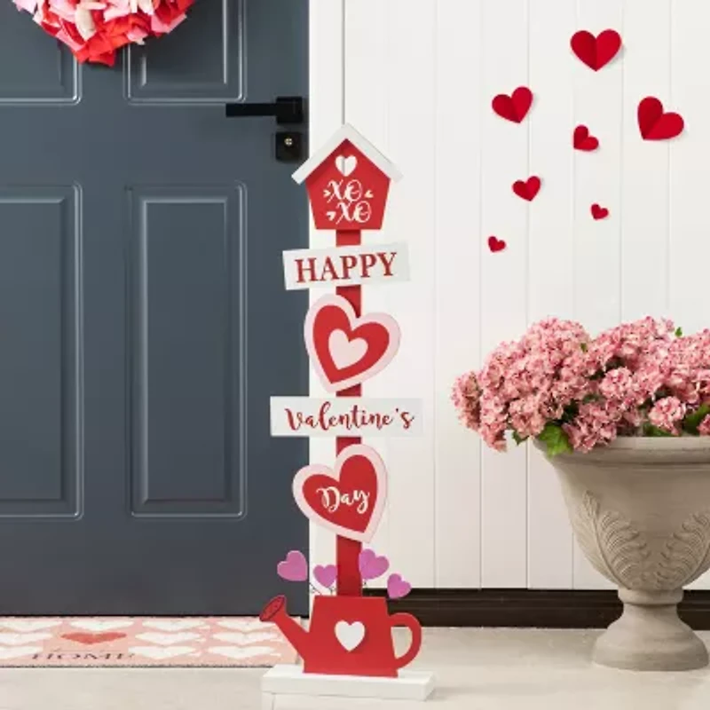 Glitzhome Wooden Heart  Decor Valentines Day Porch Sign