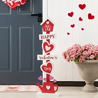 Glitzhome Wooden Heart  Decor Valentines Day Porch Sign