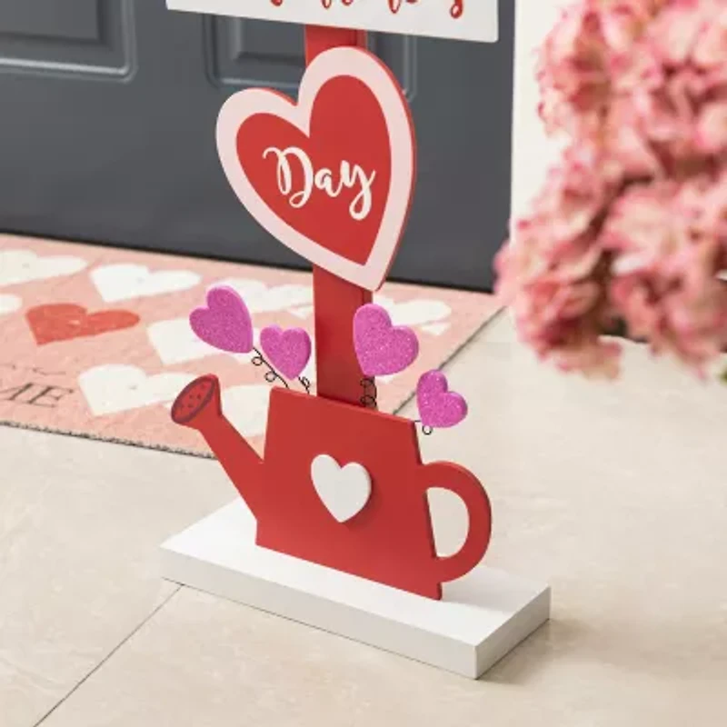 Glitzhome Wooden Heart  Decor Valentines Day Porch Sign