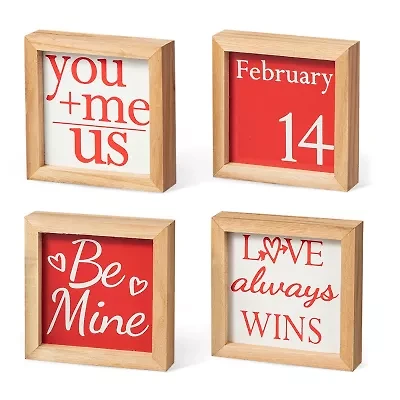 Glitzhome Block 4-pc. Valentines Day Tabletop Decor